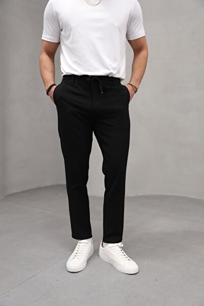Genel Markalar Erkek Fit İp Detaylı Kumaş Pantolon