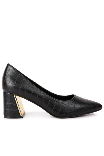 london Rag حذاء نسائي بكعب عالٍ من جلد التمساح باللون الأسود