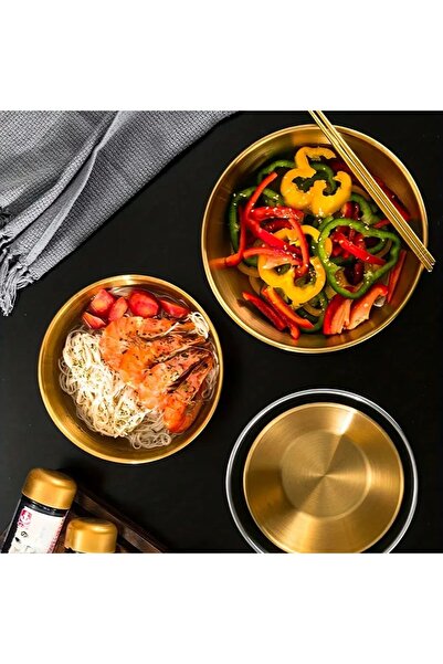 Qerhome 3-Piece Gold Stainless Steel Mixing and Salad Bowl Whisk 700-1200-1600 ml