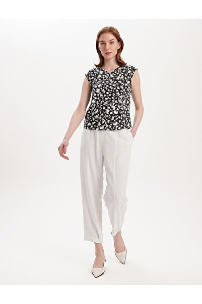 BGN workshop Μπλούζα με λαιμόκοψη σε σχήμα V με τύπωμα από βισκόζη