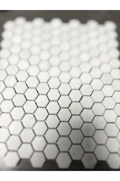 onmer doğaltaş Mermer Su jeti Mozaik 2,3x2,3 Cm Hexagon K.paşa beyaz honlu