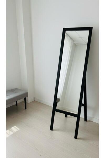 Fitset Siyah Ahşap Ayaklı Boy Aynası 145x40cm