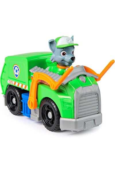 PAW PATROL , Recycling Truck with Rocky Toy Figure (Basic Vehicle, 2025), Toy for Children from 3 Yea