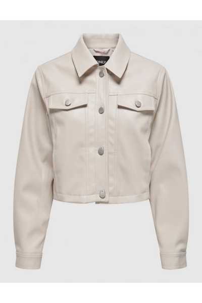 ONLY Only Faux Leather Jacket, beige