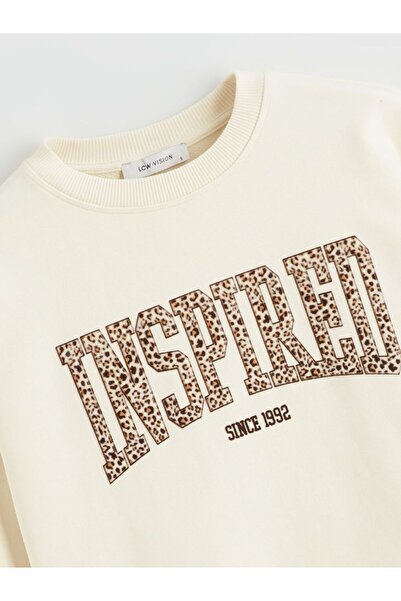 LC Waikiki Γυναικείο φούτερ με στάμπα Crew Neck Oversize