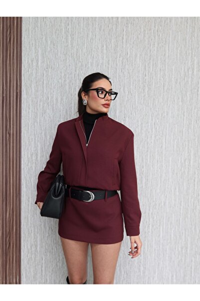 ESRAHELVACI Bomber Jacket Belted Shorts Skirt Set