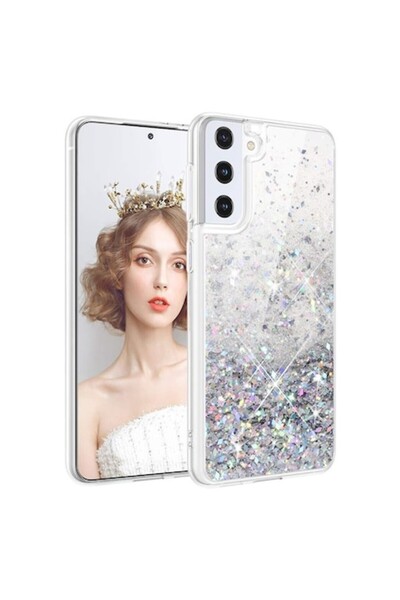 isag Husa compatibila cu Samsung Galaxy S21, cu Apa si Sclipici, Glitter, Fas...