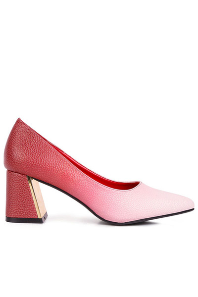 london Rag حذاء بكعب عالٍ معدني أحمر وأبيض للنساء