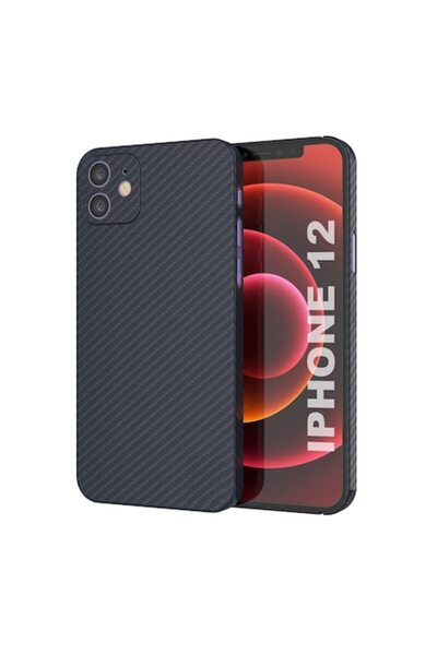 isag Husa protectie din Kevlar compatibila cu iPhone 12, din Fibra de Carbon,...