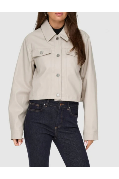 ONLY Only Faux Leather Jacket, beige