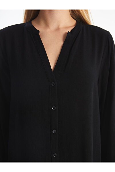 LC Waikiki Kaçık Yaka Düz Uzun Kollu Elbise