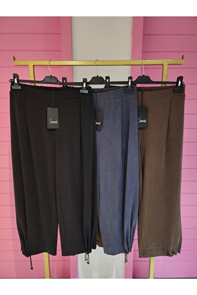 Sentez paçası kapsüllü aura şalvar pantolon siyah kadın