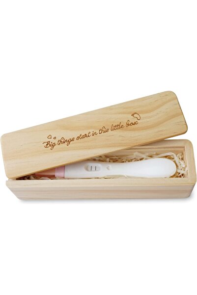 HAMUIERS Pregnancy Test Memory Box - Wooden Baby Announcement Box