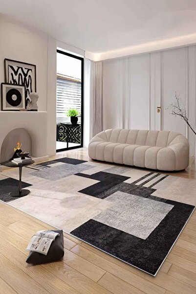 Decomia Home Covor digital anti-alunecare, lavabil, gri închis, pentru sufragerie, covor de bucătărie, covor pentru hol, covor pentru cărare