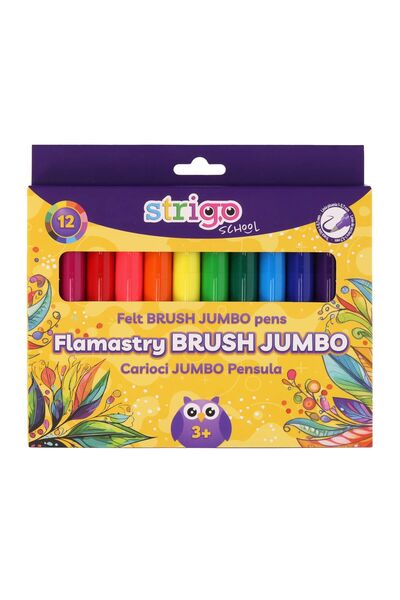 Strigo Jumbo brush markers, 12 water-based colors, 1-5.7mm SSC348