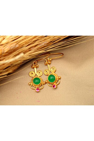 alpsilverart 925 Ayar Gümüş El İşi Otantik Doğal Jade Küpe – Kadınlar İçin Özel Tasarım