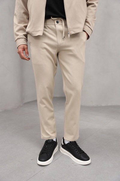 Genel Markalar Erkek Fit İp Detaylı Kumaş Pantolon