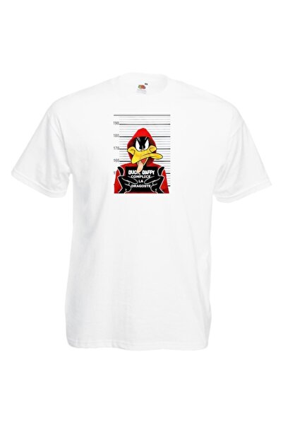 OEM - Men's T-shirt with Duffy Duck, accomplice in love, 100% cotton, white