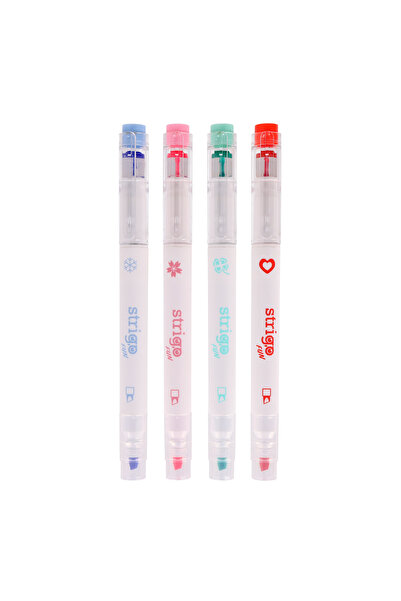 Strigo Set of 4 2-in-1 highlighters with stamp, Panda series SSC490