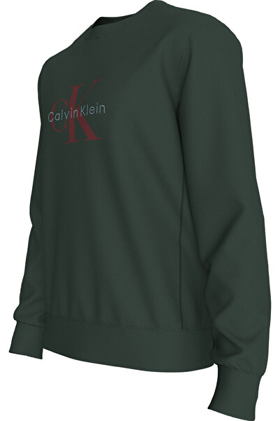 Calvin Klein Ls Premium Terry Monologo Cn Erkek Yeşil Sweatshirt