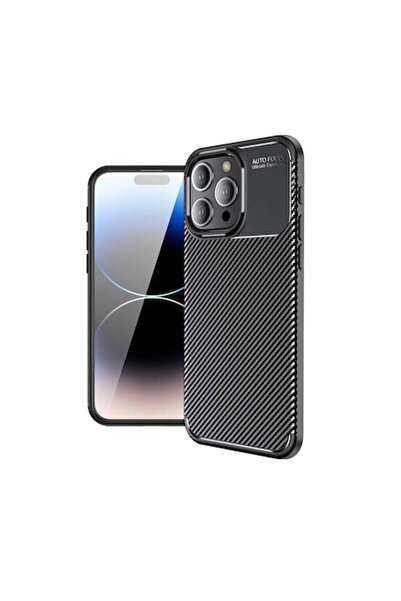 isag Husa antisoc compatibila cu iPhone 14 Pro, stil Carbon, silicon slim, Ne...