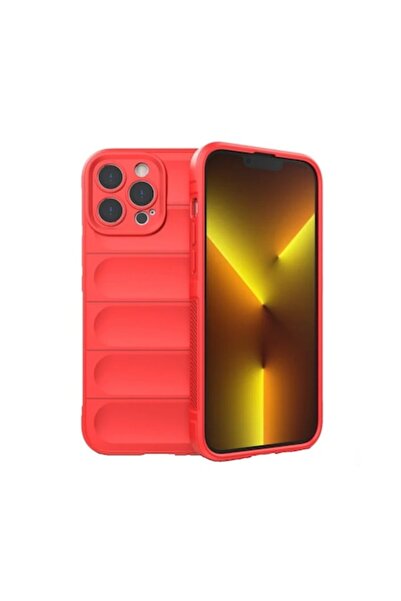 isag Husa protectie Wave style, compatibila cu iPhone 15 Pro, antisoc, silicon Rosu, interior din microfi