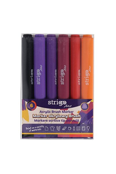Strigo Acrylic brush markers, 6 colors SSC434