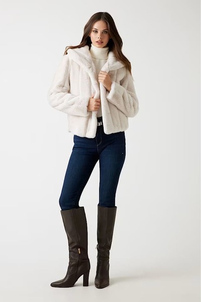 Guess Γυναικεία τεχνητή γούνα New Sophy - Μπεζ