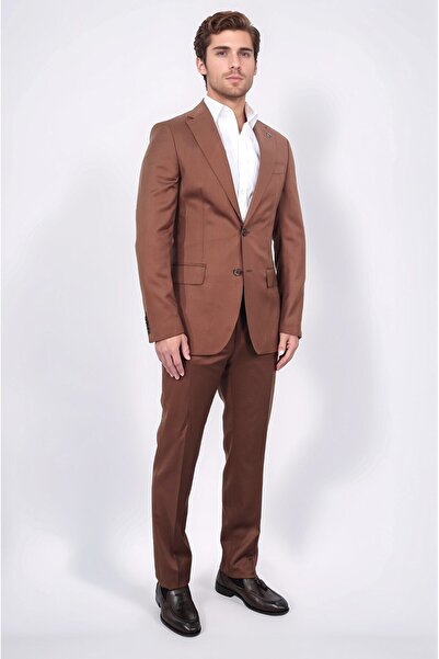 Velvarde Slim Fit Mono Collar Tile Wool Suit