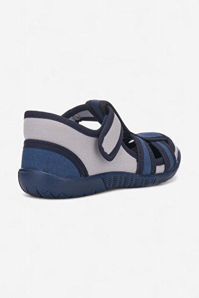 Nstil Daily Unisex Navy Blue Children's Sandals Flexible Non-Slip Sole Linen Velcro Summer Home Nursery Shoes 143