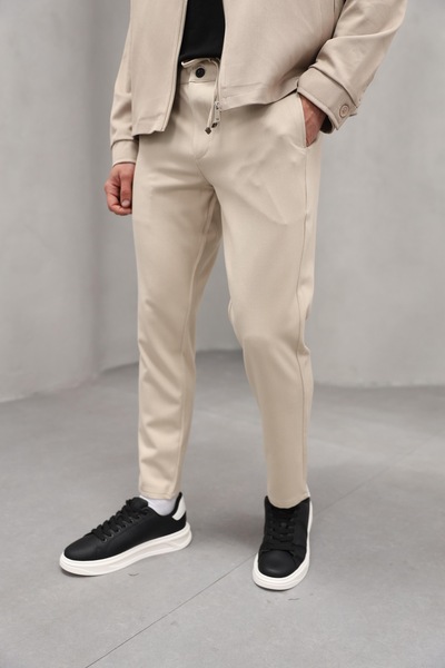 Genel Markalar Erkek Fit İp Detaylı Kumaş Pantolon