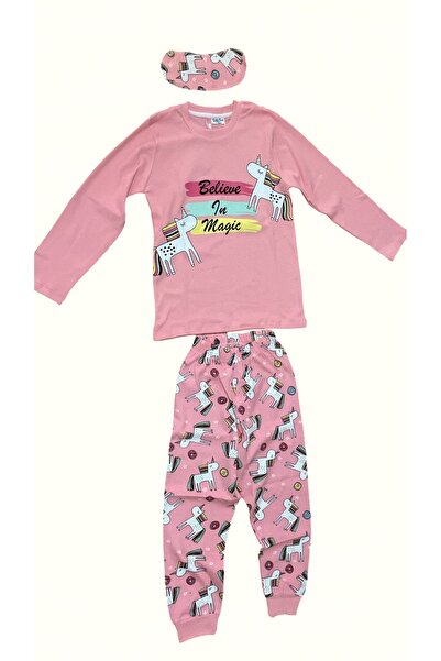 MİLAYS LİFE HOME COLLECTİON 100% Cotton 3-Piece Pajama Sets with Eye Mask Character Print for Children