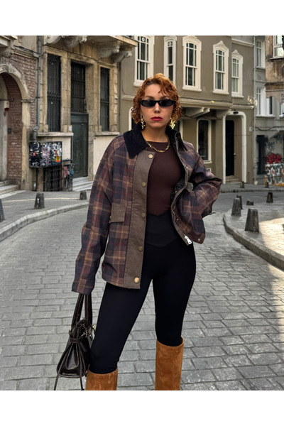 Bak'ap Premium καρό βελούδινο μπουφάν με γιακά