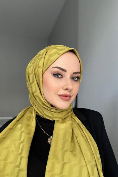 Byedauzunlar Şal jacquard mătăsos cu model verde ulei