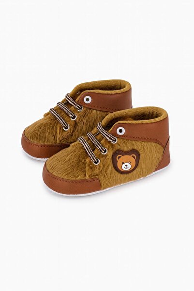 BYS BABY FASHION Erkek Bebek Tüylü Kaymaz Taban Patik 0-6 Ay (18 numara) 6-12...