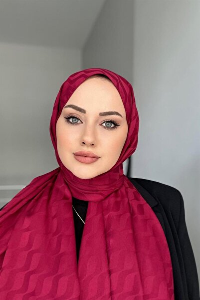 Byedauzunlar Şal jacquard mătăsos cu model burgundă