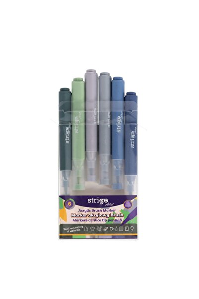 Strigo Acrylic brush markers, 6 colors SSC435