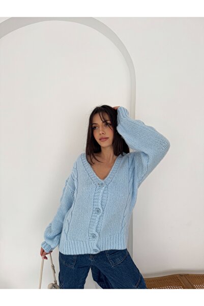 Dumy Nostalgia 4 Button V-Neck Women's Soft Cardigan