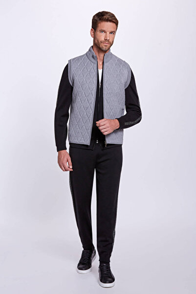 Hemington Şerit Detaylı Siyah Merino Yün Spor Triko Pantolon