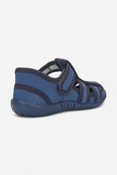 Nstil Daily Unisex Navy Blue Children's Sandals Flexible Non-Slip Sole Linen Velcro Summer Home Nursery Shoes 143