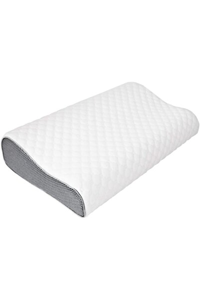 OEM Pernă ortopedică, spumă cu memorie, husă detașabilă, 49,5x29,5x7-10 cm, alb/gri