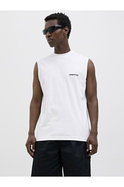 Jack & Jones Men's White Jcounion Print Tank Top Sn T-Shirt 12273446-Brightwhi