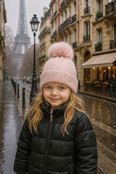 MARBERRY Beretă pentru copii cu piatră roz