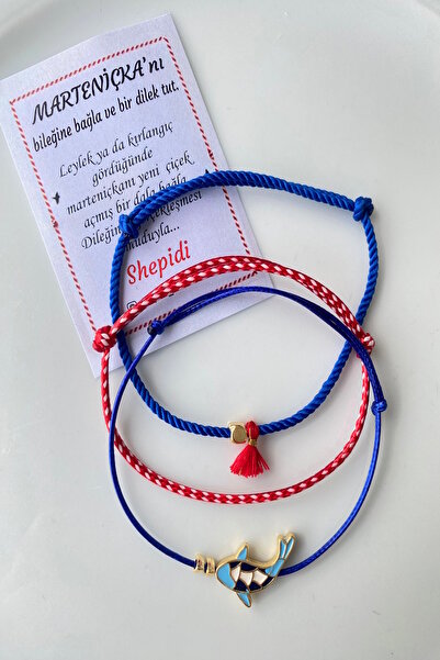 Shepidi 3 قطع من أساور الحظ الزرقاء على شكل سمكة مارتينيتشكا