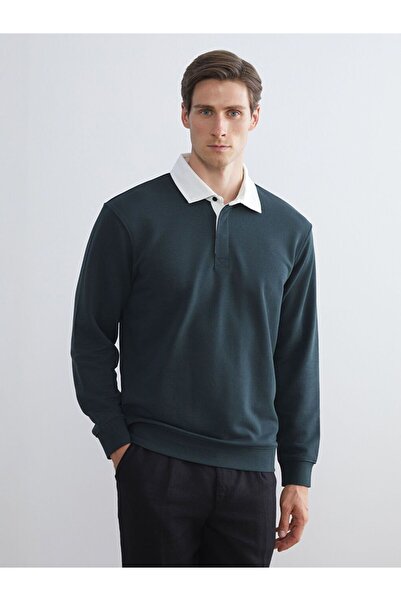 LC Waikiki LCW Vision Kontrast Polo Yakalı Erkek Sweatshirt