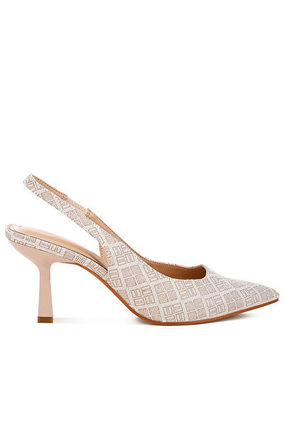 london Rag حذاء نسائي بكعب صغير ومقدمة مدببة باللون البيج