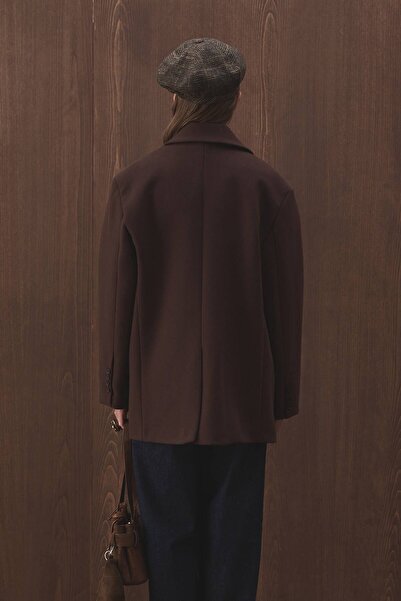 Hooopstore Kaşe Blazer Koyu Kahve Ceket