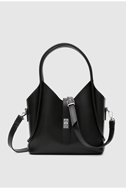OEM Siyah kilit detaylı el omuz çantası