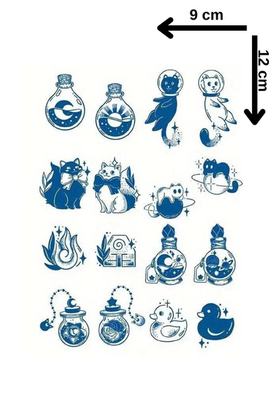 Barly 30 Gün / 1 Ay Kalıcı Karışık Figürlü 12 Saat Sonra Kararan Geçici Dövme...