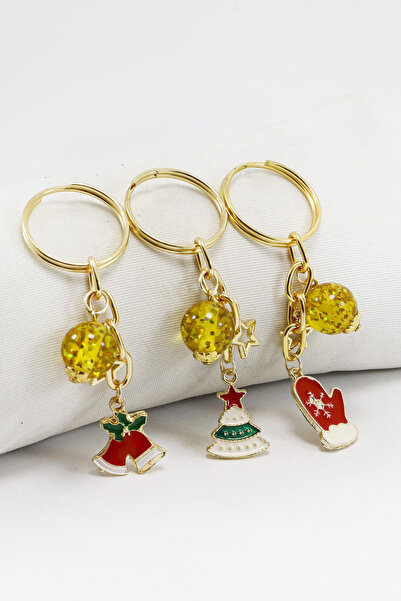 biuti سلسلة مفاتيح ملونة بتصميم السنة الجديدة مع حلقات ذهبية ثلاثية، يمكن أن ...